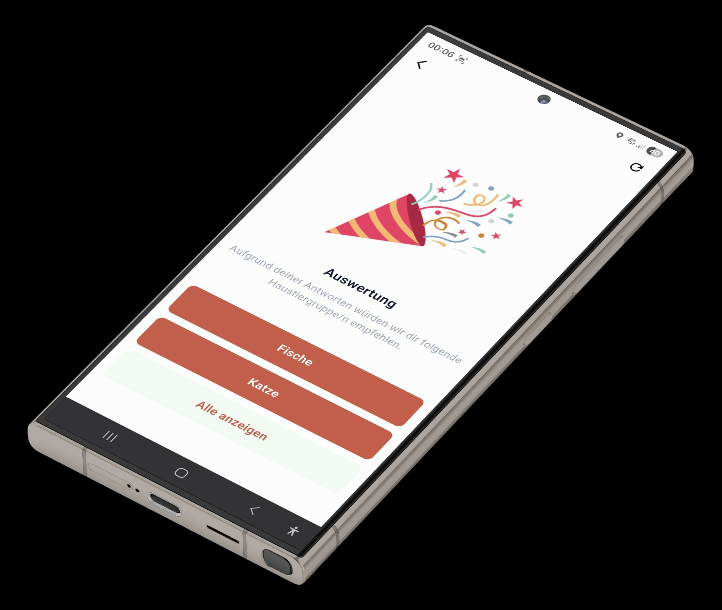 Tierfinder App auf Samsung Smartphone