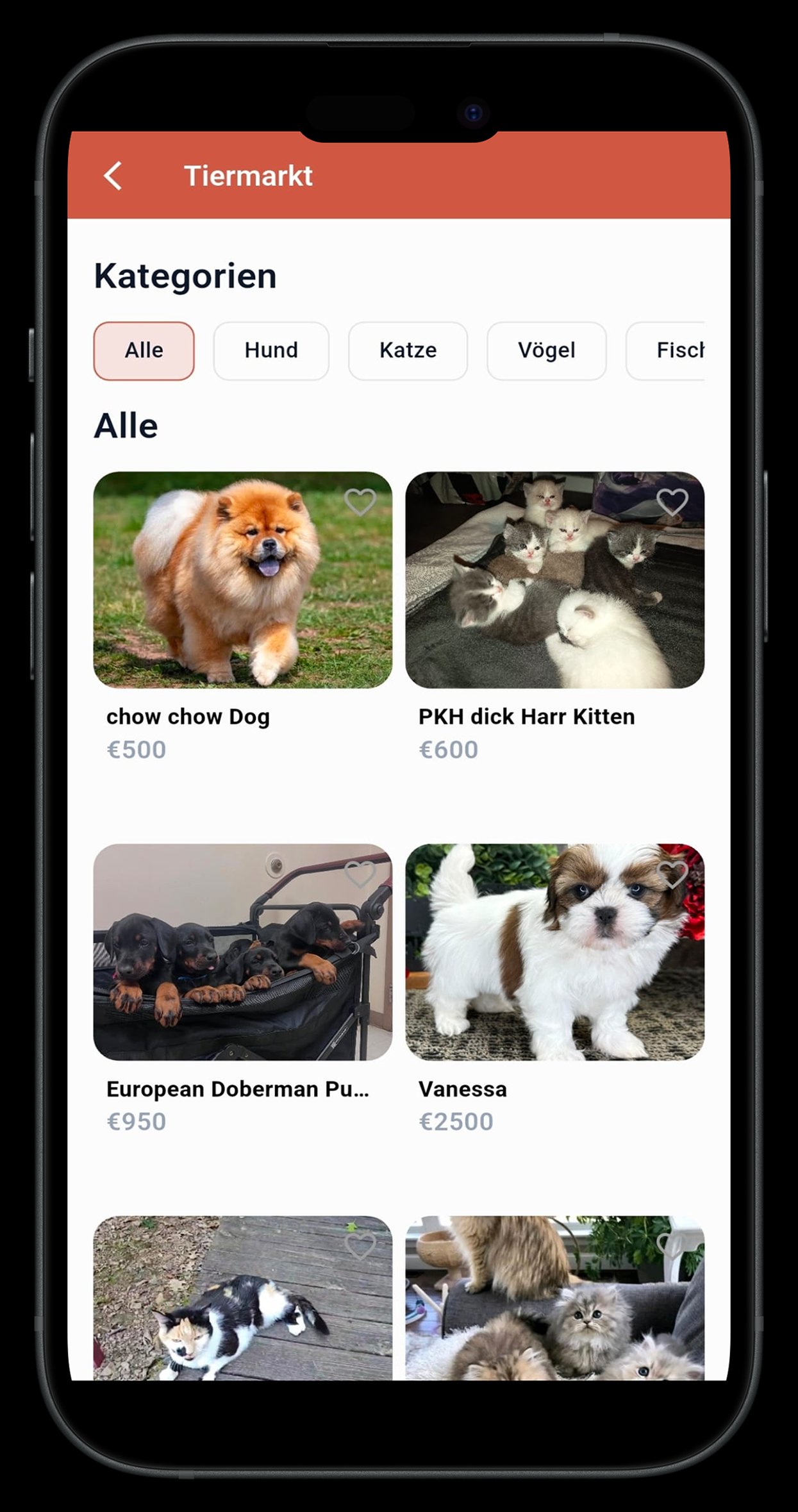 Tiermarkt Übersicht